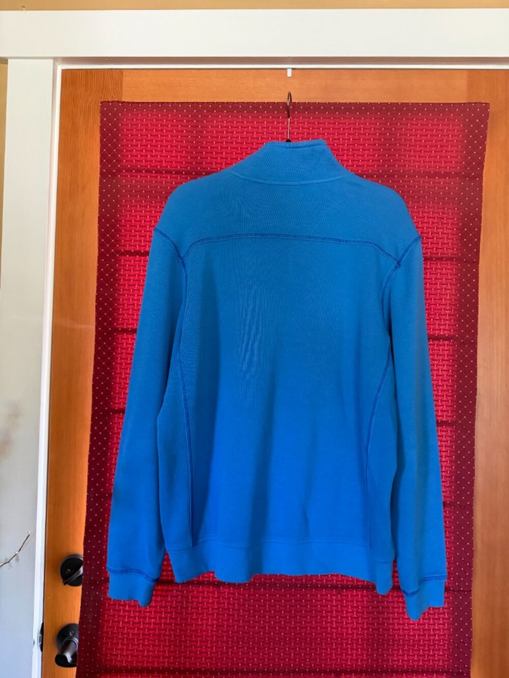 Tommy Bahama Mens Med Blue 100% Cotton Quarter Zip Pullover - Picture 5 of 6